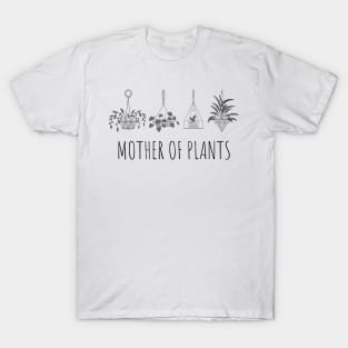 Mother of Plants Black and White Cute Plant Doodle T-Shirt